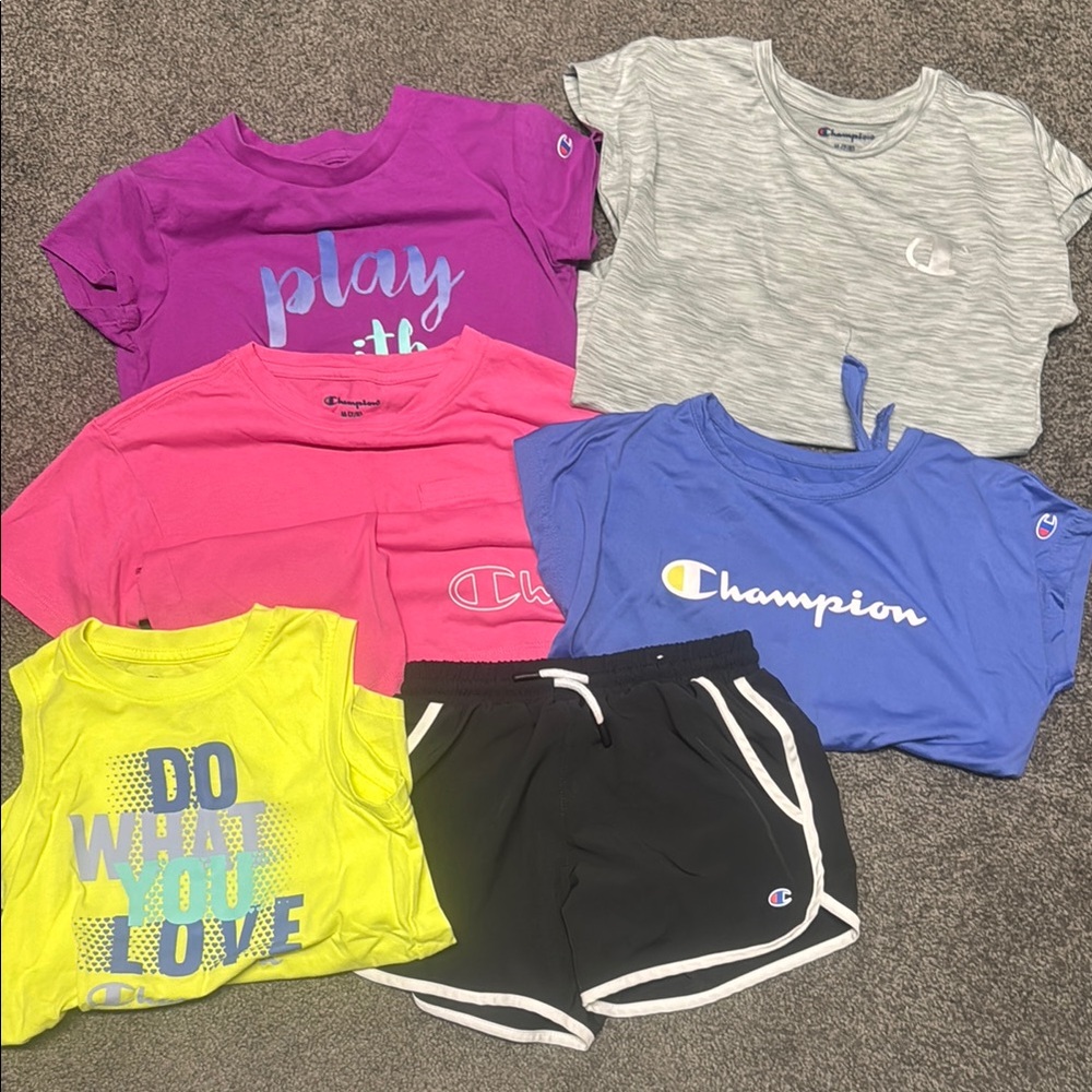 Champion Kids shirts and pair of shorts